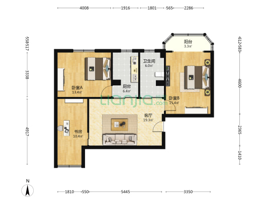 永昌大厦 3室1厅1卫 110平方