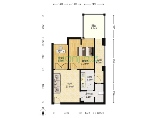 派克公馆 2室1厅1卫 50平方