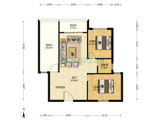 信和苑 2室1厅0卫 82平方