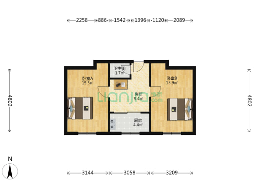 春光楼（河西区） 2室1厅1卫 62平方