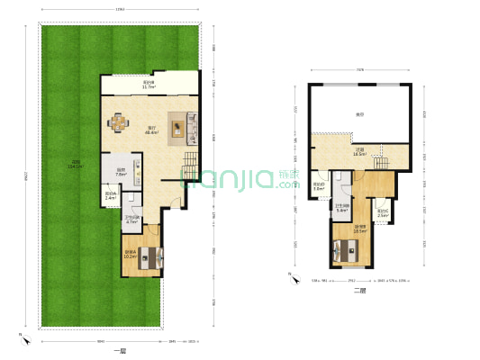 君屿墅G区 2室1厅2卫 153平方