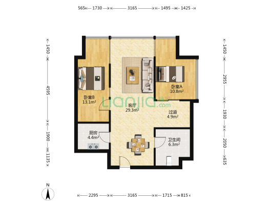台昇广场璞悦汇 2室1厅1卫 102平方