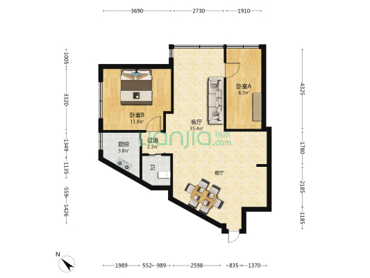 春城路177号 2室1厅1卫 75平方