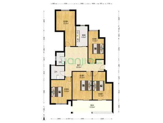 朗香书院 5室1厅2卫 126平方