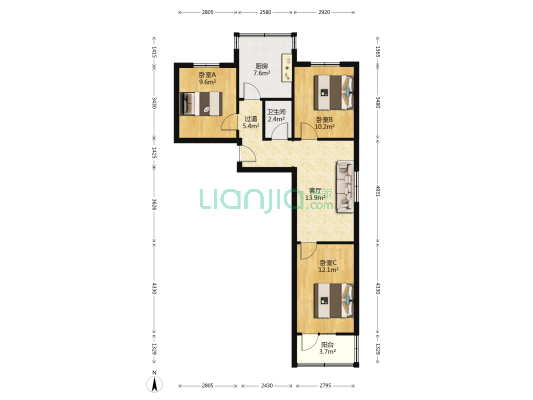 西城坊小区 3室1厅1卫 80平方