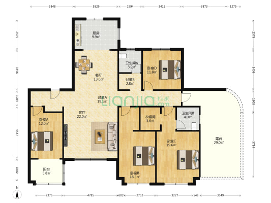 鼎成森林城 4室2厅2卫 198平方
