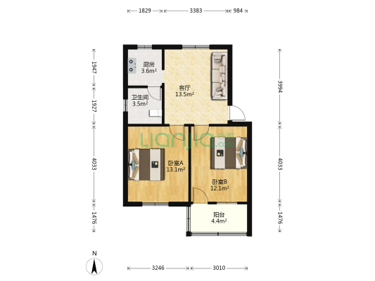 北直街 2室1厅1卫 55平方