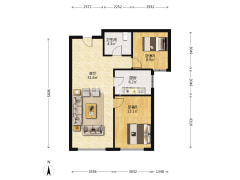 鸿坤南院，中间位置，中高好楼层两居室，业主诚意出售-涿州鸿坤理想湾南区户型图