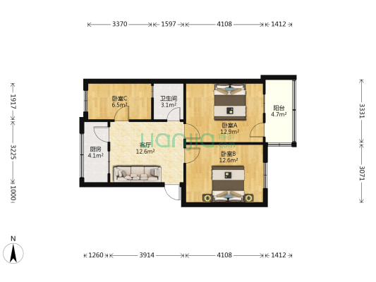 金马巷18号 3室1厅1卫 64平方