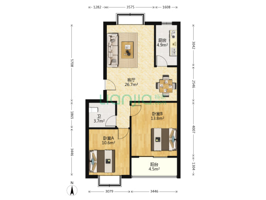 进贤村 2室1厅1卫 83平方