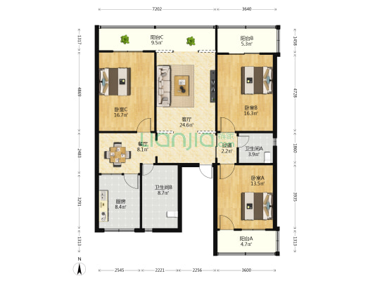 环城东路（上虞区） 3室2厅2卫 152平方