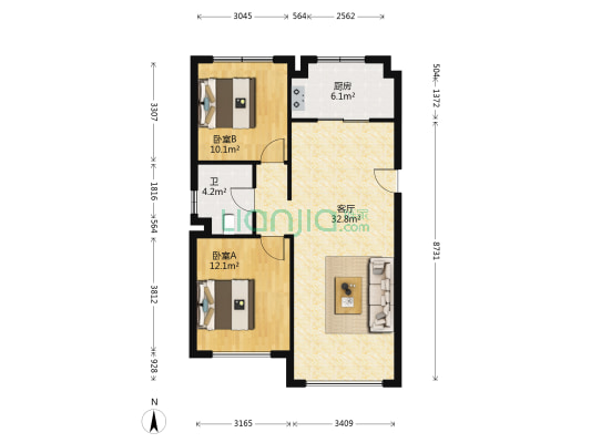 HILLS蓝天C区 2室1厅1卫 93平方