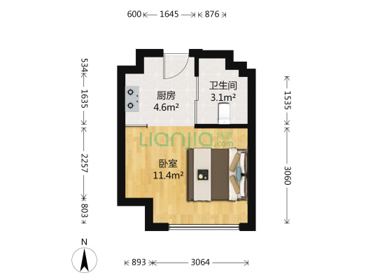 二十一码头 1室0厅1卫 31平方