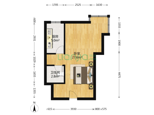翔天万和城 1室0厅1卫 45平方