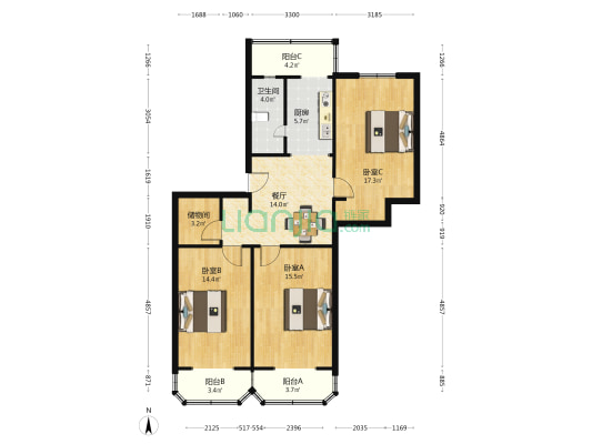 省工艺品进出口公司家属院 3室1厅1卫 96平方