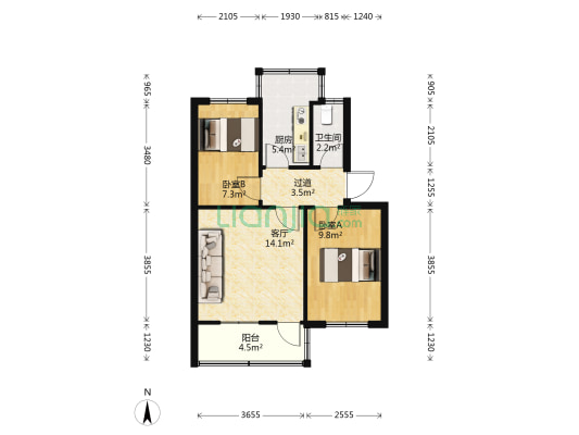 六九三厂家属院 2室1厅1卫 58平方