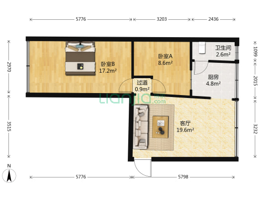 沙冲北路8号工商局宿舍 2室1厅1卫 69平方