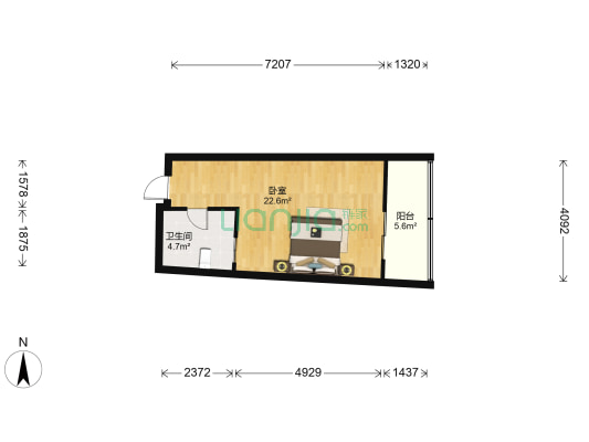 兰庭新天地南区 1室0厅1卫 42平方