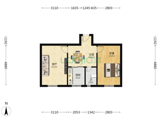 佳裕小区东区 1室1厅1卫 54平方