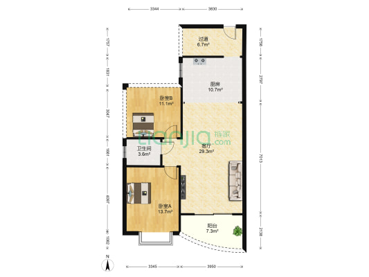 银滩融鑫苑 2室1厅1卫 88平方