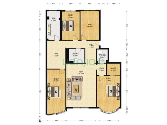 新发路180号 4室2厅2卫 188平方