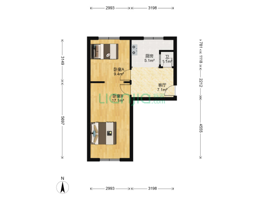 郑上路159号 2室1厅1卫 53平方