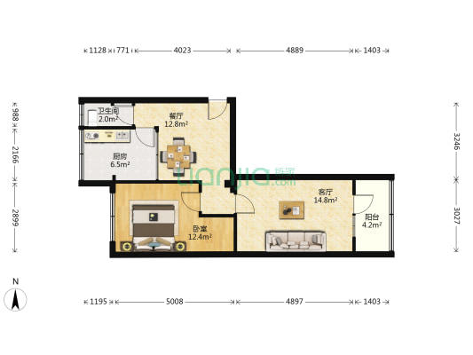 红西村社区（红山根西村/红山根西路） 1室2厅1卫 57平方
