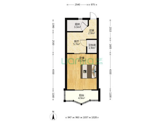 开源东里 1室1厅1卫 45平方
