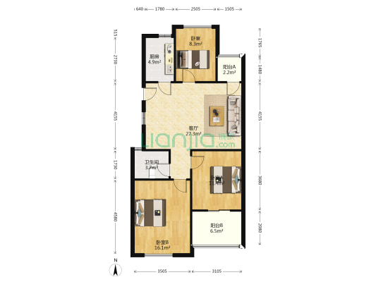 玄元南山郡 3室1厅1卫 102平方