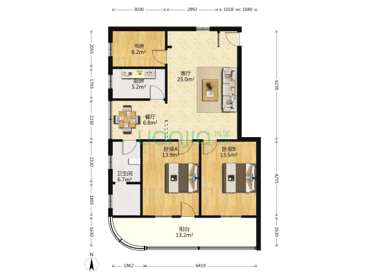 四眼井社区 3室2厅1卫 111平方