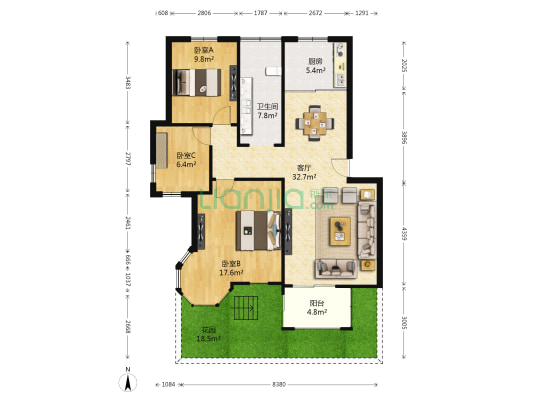 九里象湖城 3室1厅1卫 99平方
