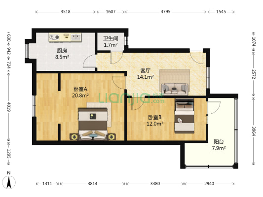 院子湾 2室1厅1卫 72平方