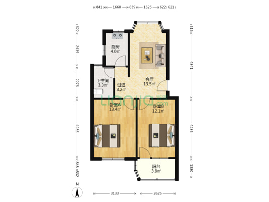 宏庆苑 2室1厅1卫 66平方