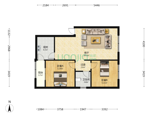 小北街57号 2室1厅1卫 86平方