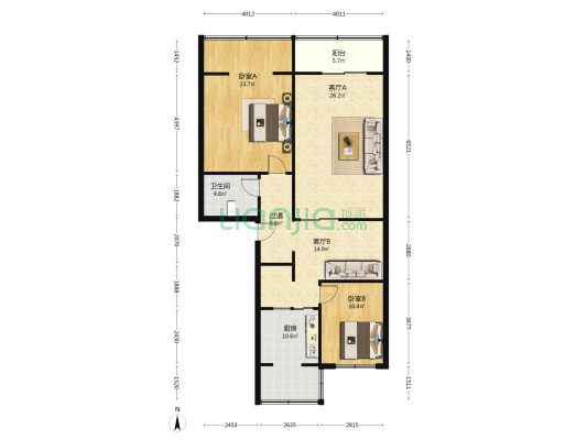 玉林东街13号 2室2厅1卫 123平方