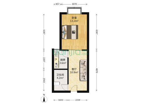 大唐花园 1室1厅1卫 55平方