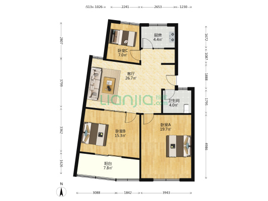 师骧园 3室1厅1卫 105平方