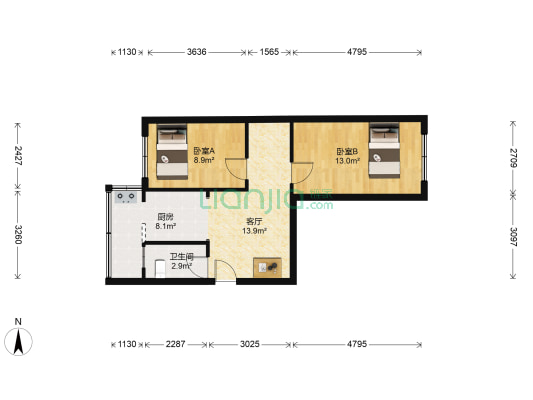 有色金属家属楼 2室1厅1卫 62平方