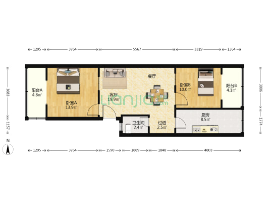 二道街228号 2室1厅1卫 86平方
