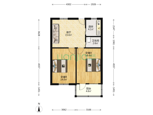 朝宗坊小区 2室1厅1卫 75平方