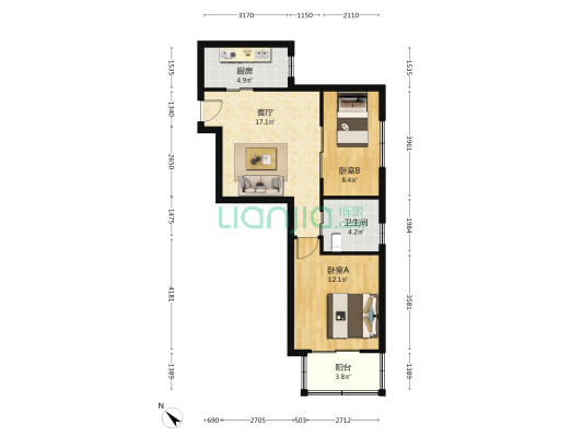 图们新苑 2室1厅1卫 71平方