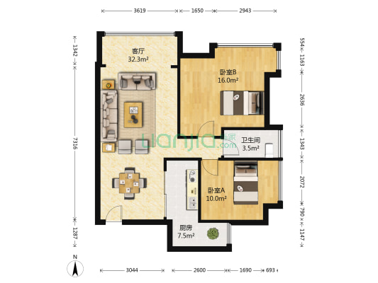 江上御都 2室1厅1卫 87平方