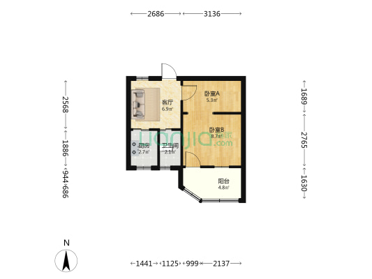 局西巷小区 2室1厅1卫 38平方