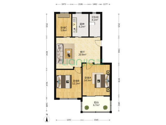 暨阳路175号 3室1厅1卫 90平方