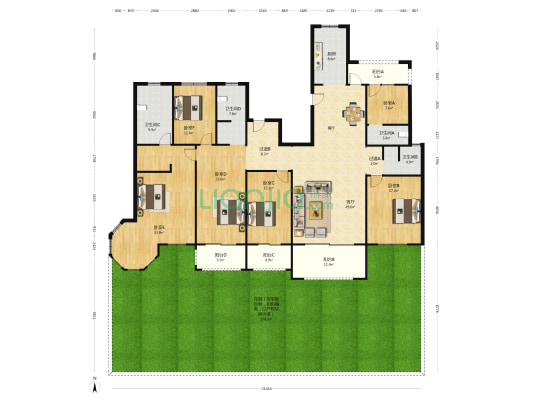 双湖湾碧熙苑 6室1厅4卫 273平方