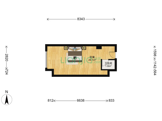 瑞驰万隆广场 1室0厅1卫 43平方