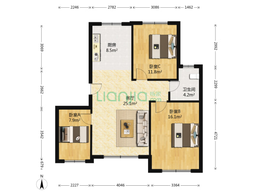 新星宇和韵 3室1厅1卫 95平方