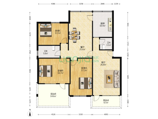 南善横街 3室2厅2卫 147平方