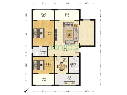 缘福源小区 2室2厅2卫 110平方