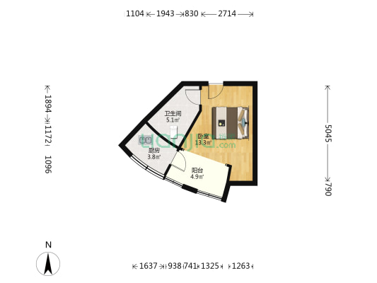 中南壹号院 1室0厅1卫 39平方